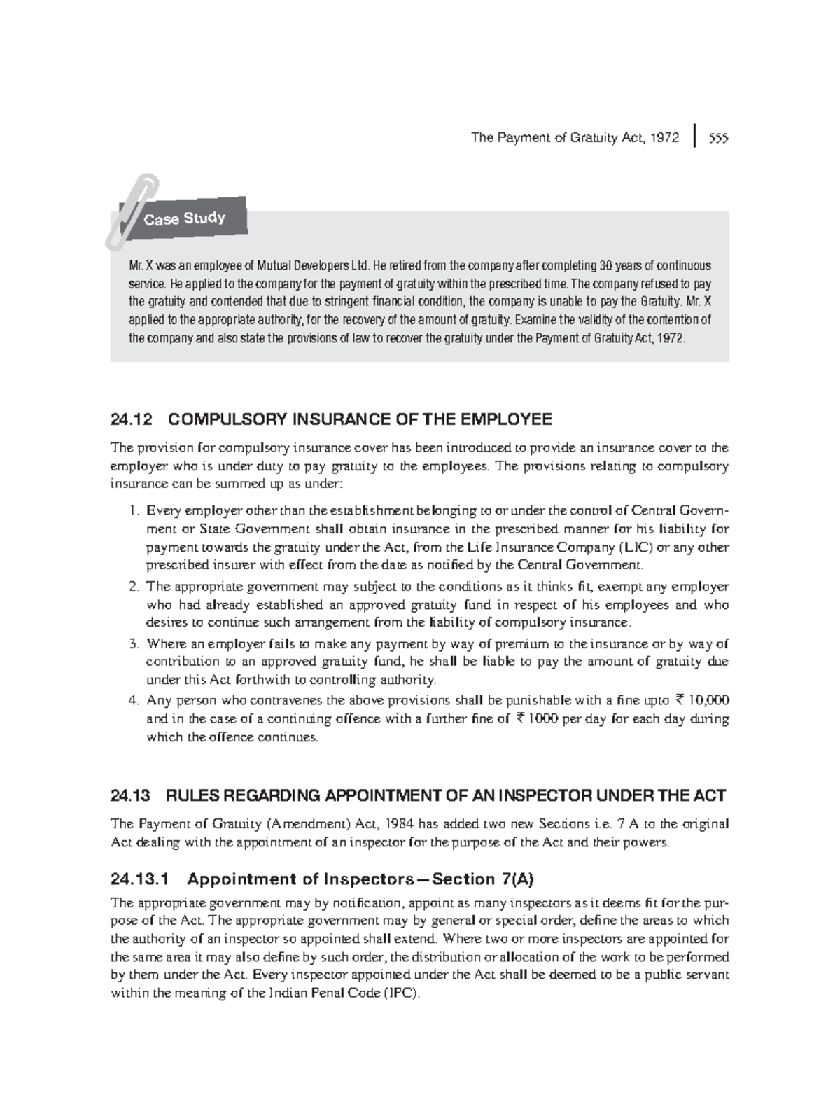 Zlib n/a The Payment of Gratuity Act, 1972 555 24 COMPULSORY