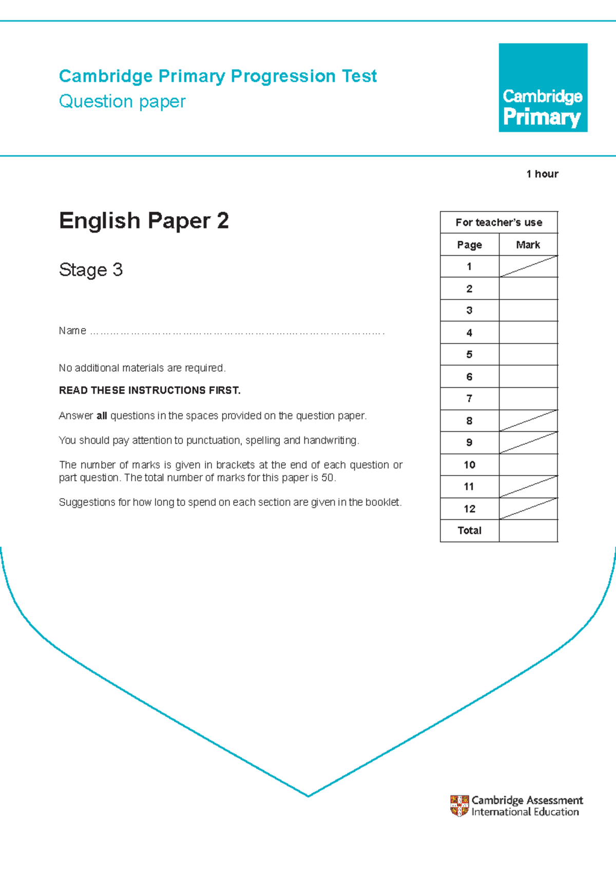 752670266 Stage 3 Progression English Paper 2 DC (RW/SW) 87086/5RP