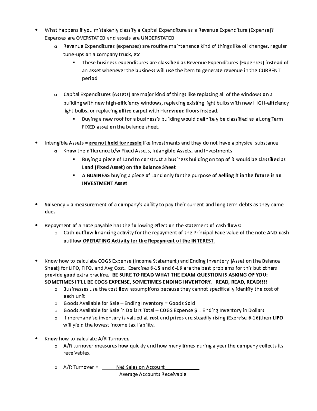 ACCT 200 Exam 2 Helpful Hints - What happens if you mistakenly classify ...