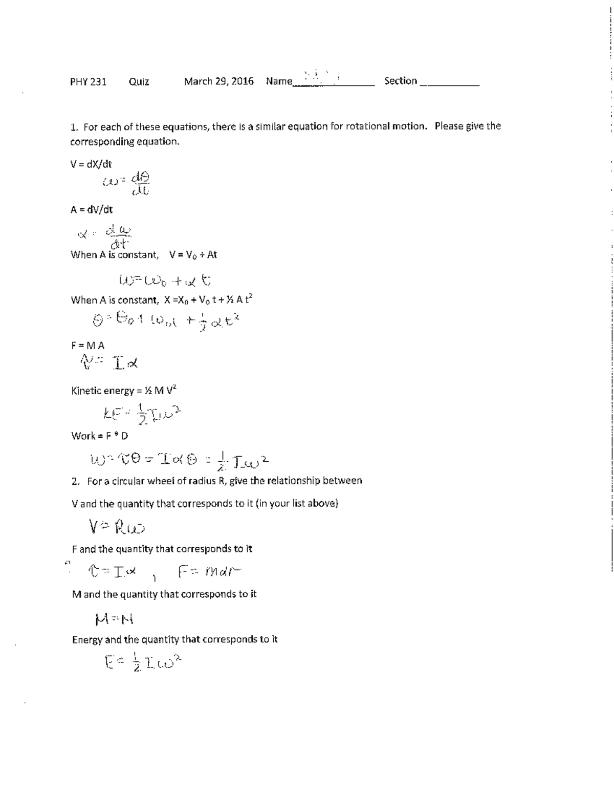 QUIZ10 SOL - quiz 10 with solutions - fl PHY 231 Quiz March 29,2016 ...
