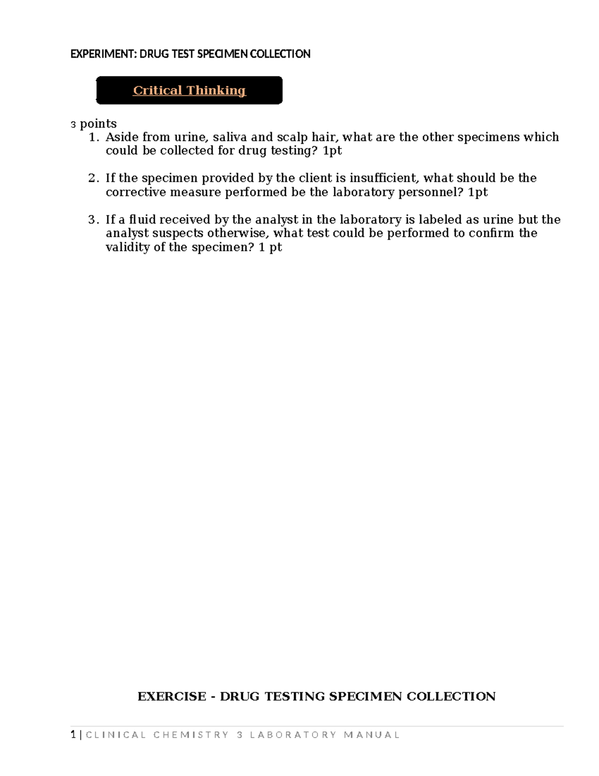 Laboratory Activity 17 Drug Test Specimen Collection Accessioning THC