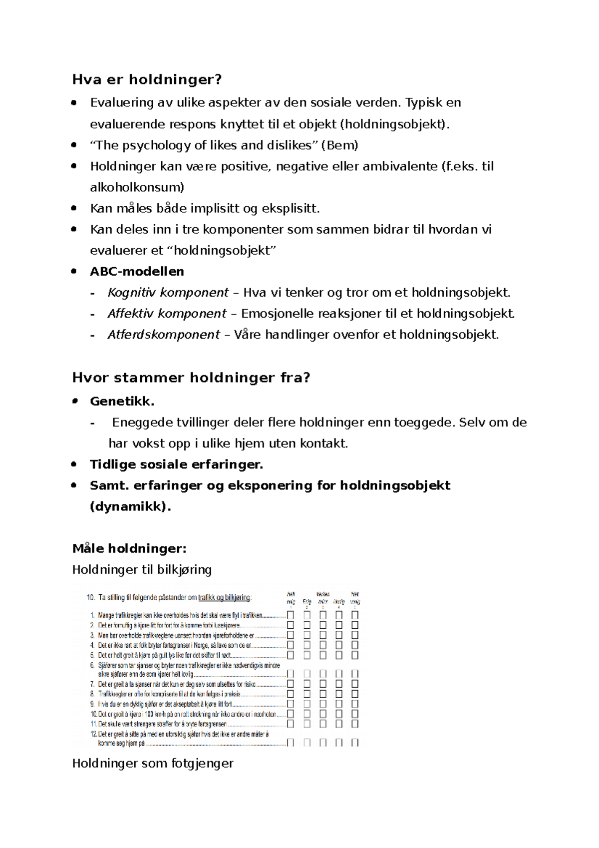 Kapittel 11-13 - Holdninger - Hva Er Holdninger? Evaluering Av Ulike ...