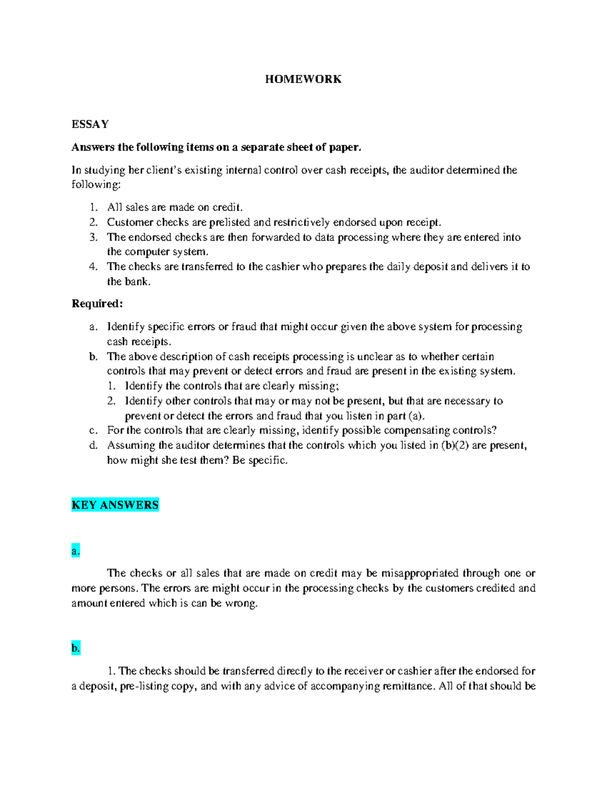 02 Homework 1 - 02 Internal Control Consideration and Business ...