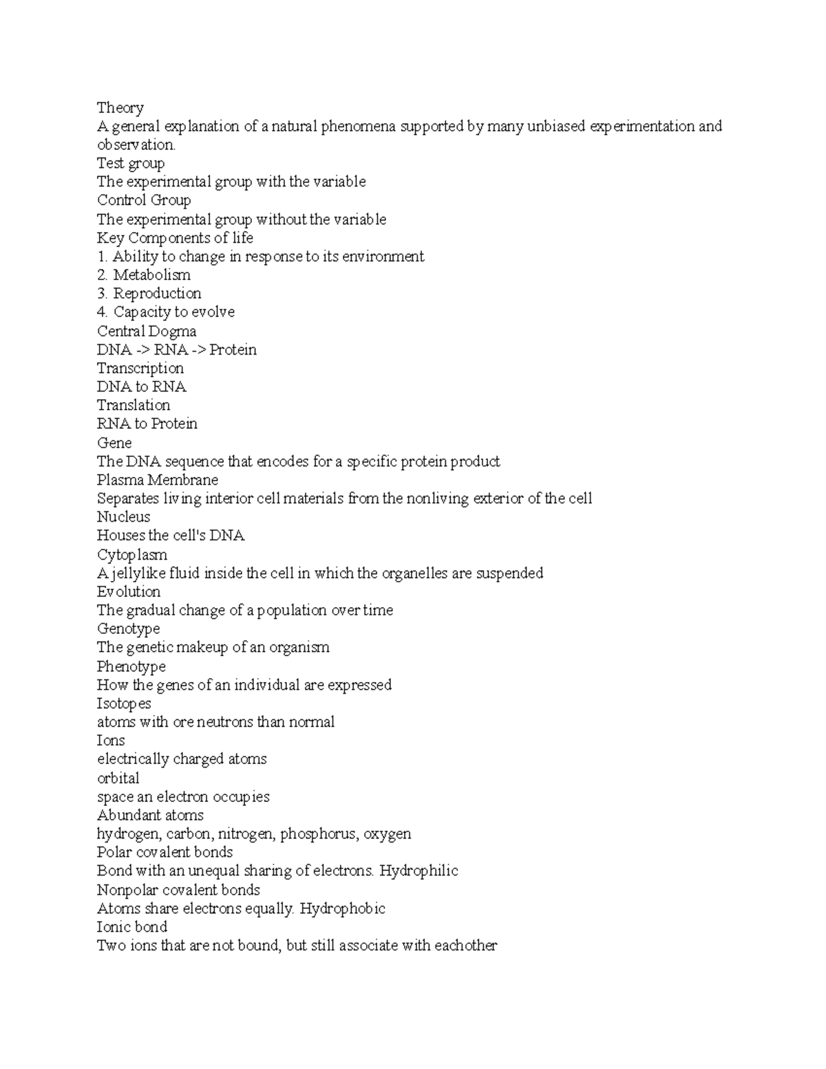 bio-1-notes-and-study-guide-theory-a-general-explanation-of-a