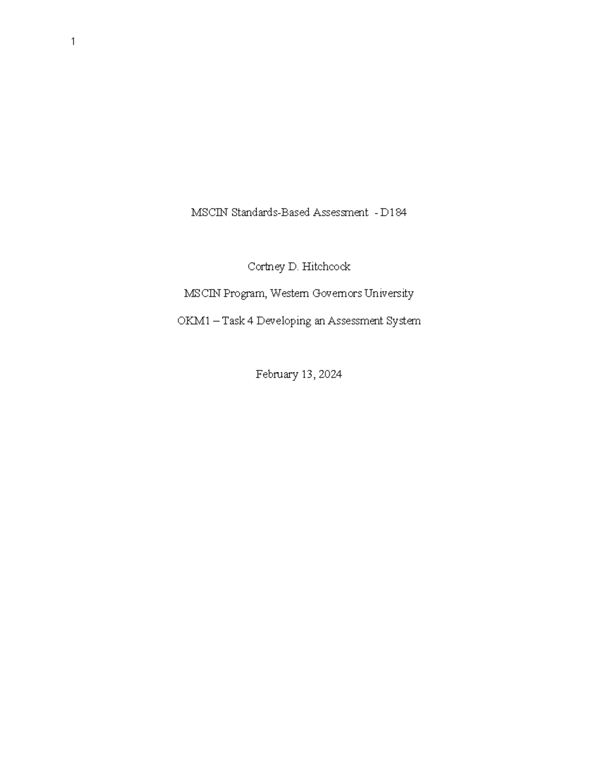 Okm1 task 4 developing an assessment system mscin standards based