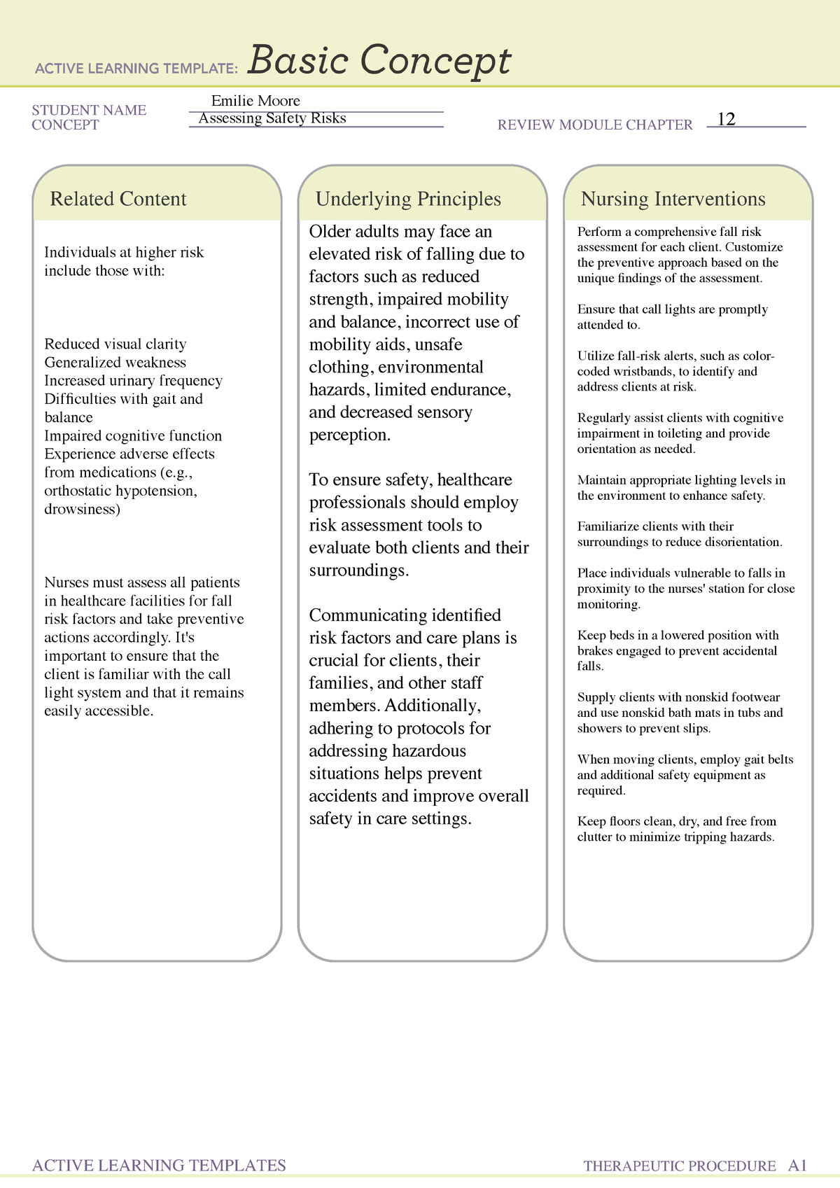 Safety ATI Template - NUR123 - STUDENT NAME CONCEPT REVIEW MODULE ...