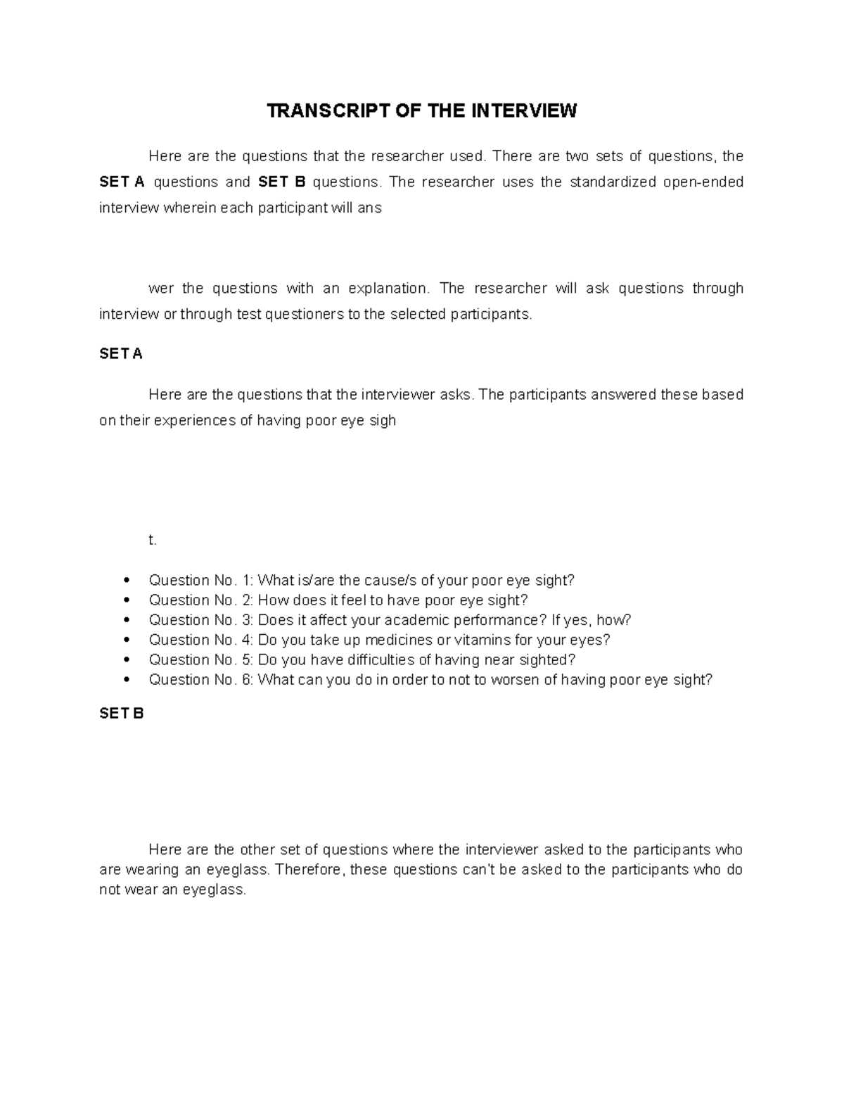 Transcript OF THE Interview (thesis) - Copy - TRANSCRIPT OF THE ...