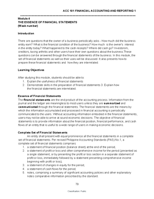 ACC 101 Module 1 - Lecture notes 1-3 - - Studocu