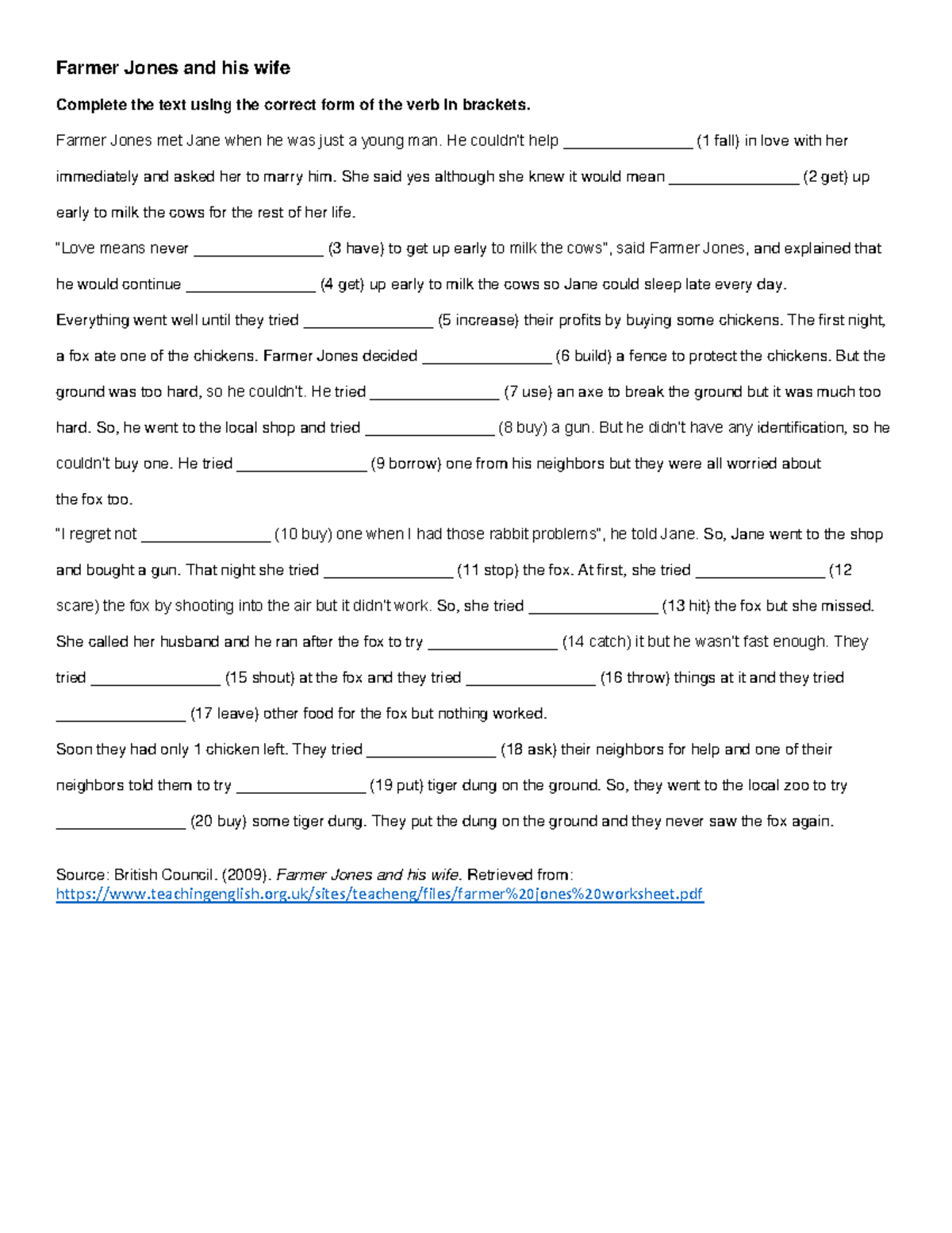Resource activity 6,6 - Farmer Jones and his wife Complete the text ...