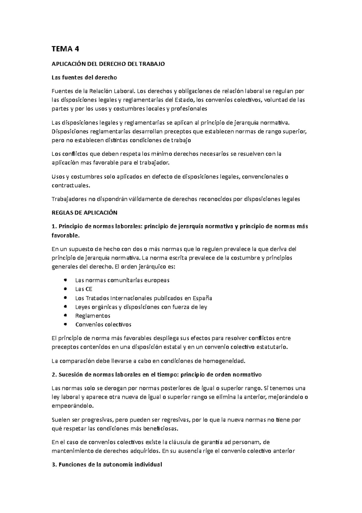 Tema Apuntes Resumidos Tema Aplicaci N Del Derecho Del Trabajo Las Fuentes Del Derecho