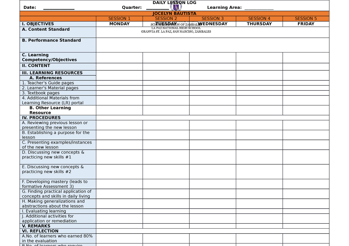 biologyyyyyyyyyyyyyyyy - DAILY LESSON LOG Date: _______________ Quarter ...