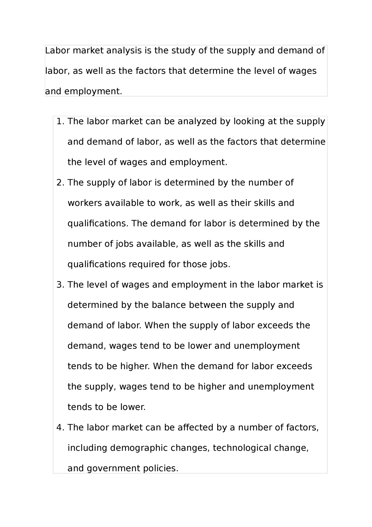 Labor market analysis - ... - Labor market analysis is the study of the ...