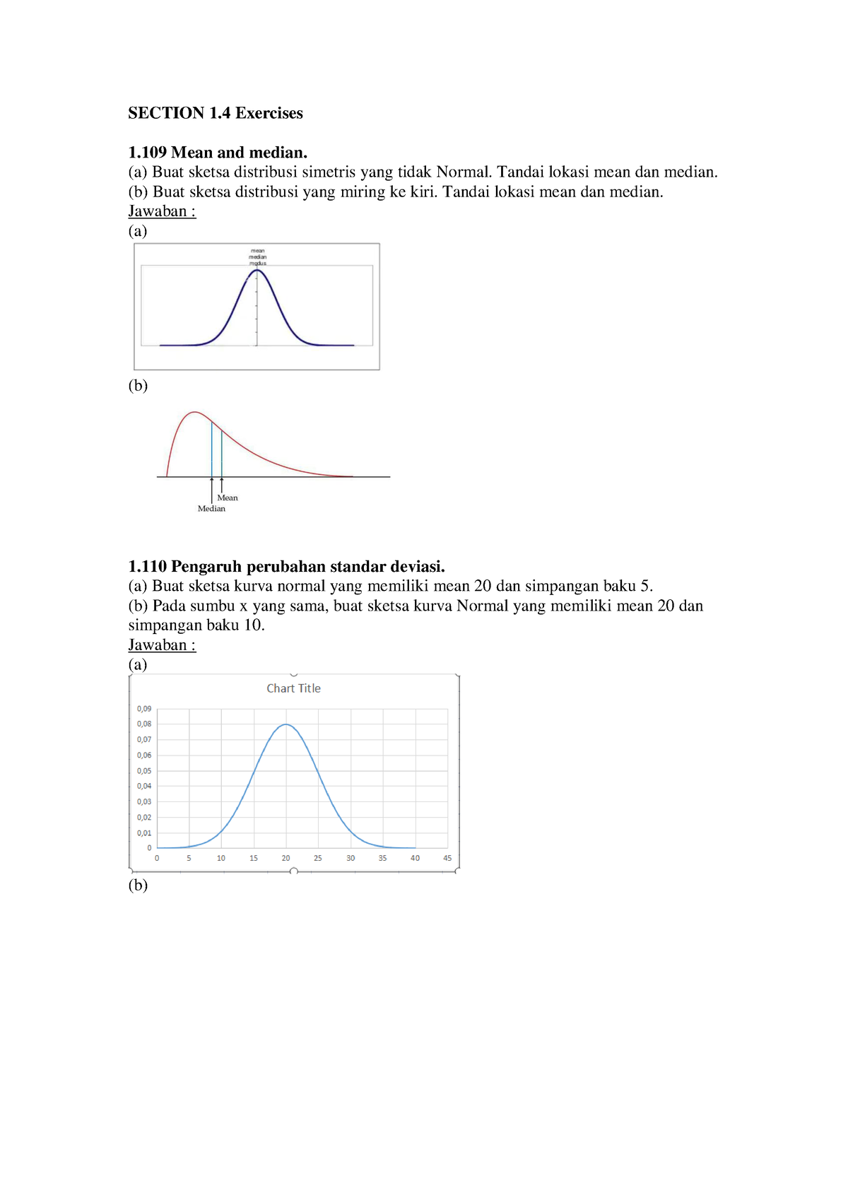 Probabilitas Dan Statistik - Tugas 3 (39) - SECTION 1 Exercises 1 Mean ...