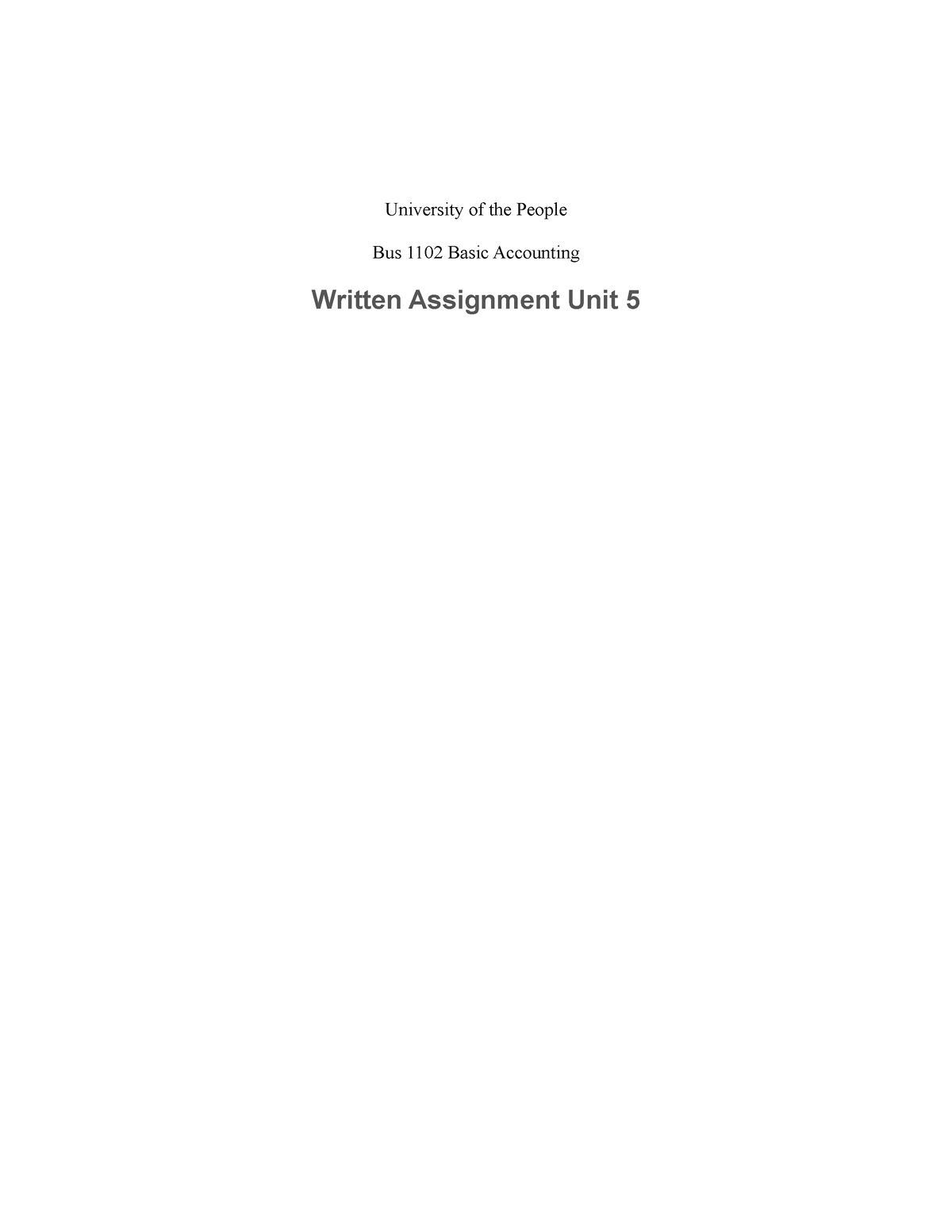 written assignment unit 7 bus 1102