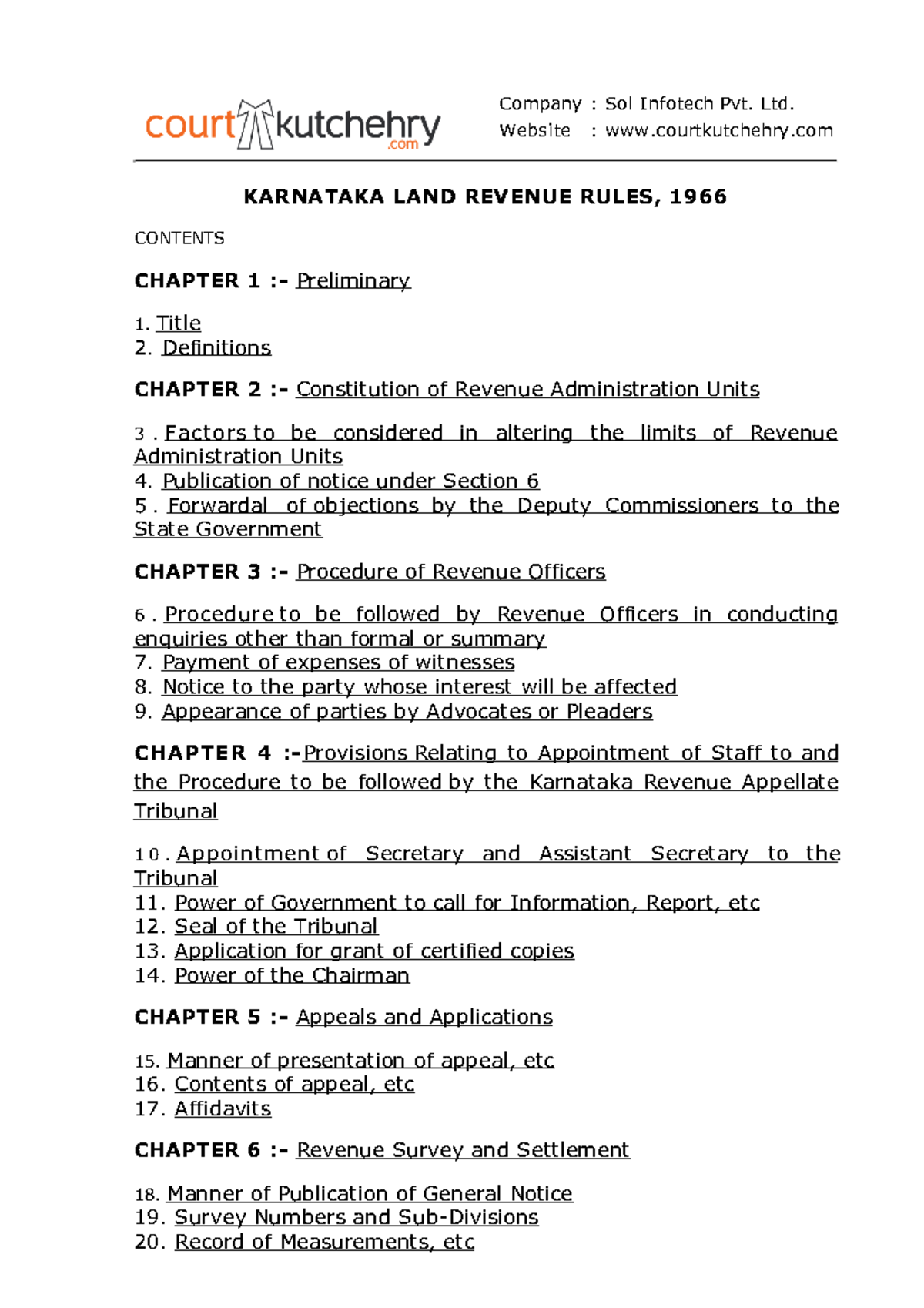 Karnataka Land Revenue Rules 1966