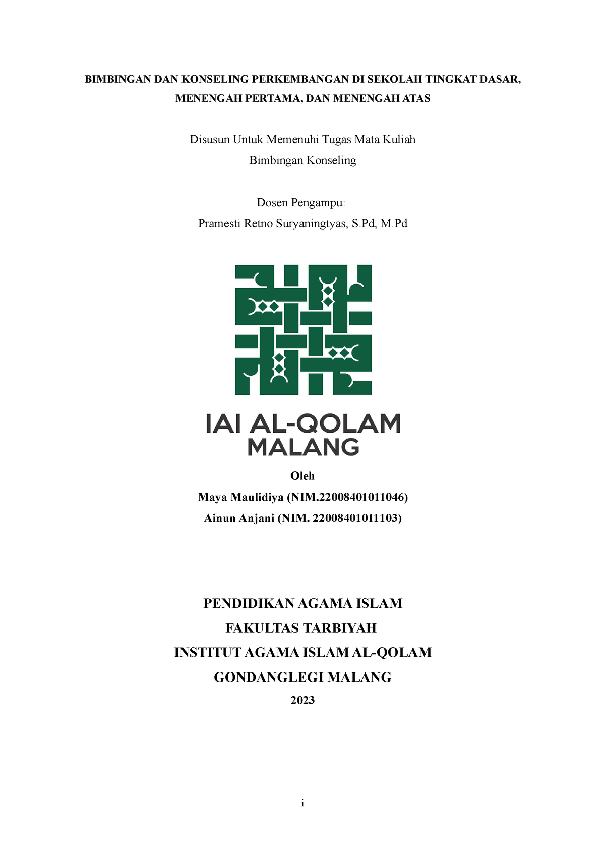 Makalah BK - BIMBINGAN DAN KONSELING PERKEMBANGAN DI SEKOLAH TINGKAT ...