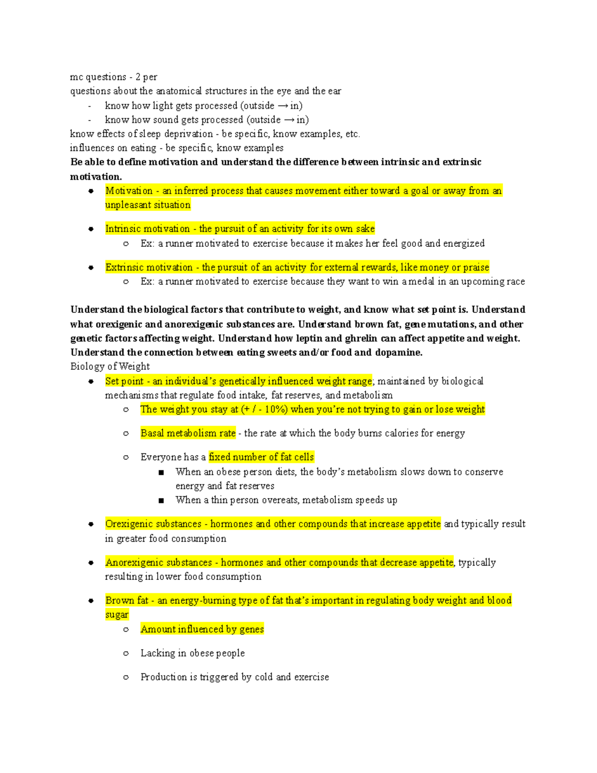 Psych 110 - Chapter 10 - mc questions - 2 per questions about the ...
