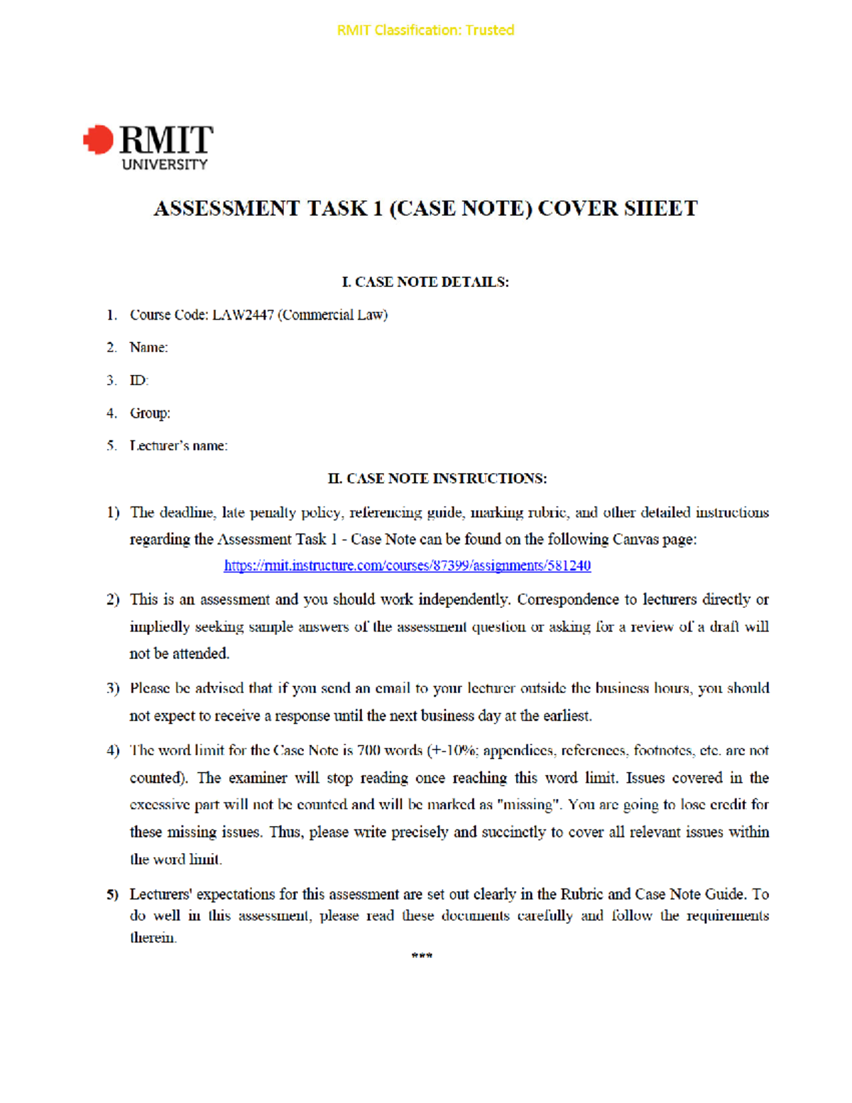 Case Note Question - Sem 2 2021 [Official Version] - business law - Studocu