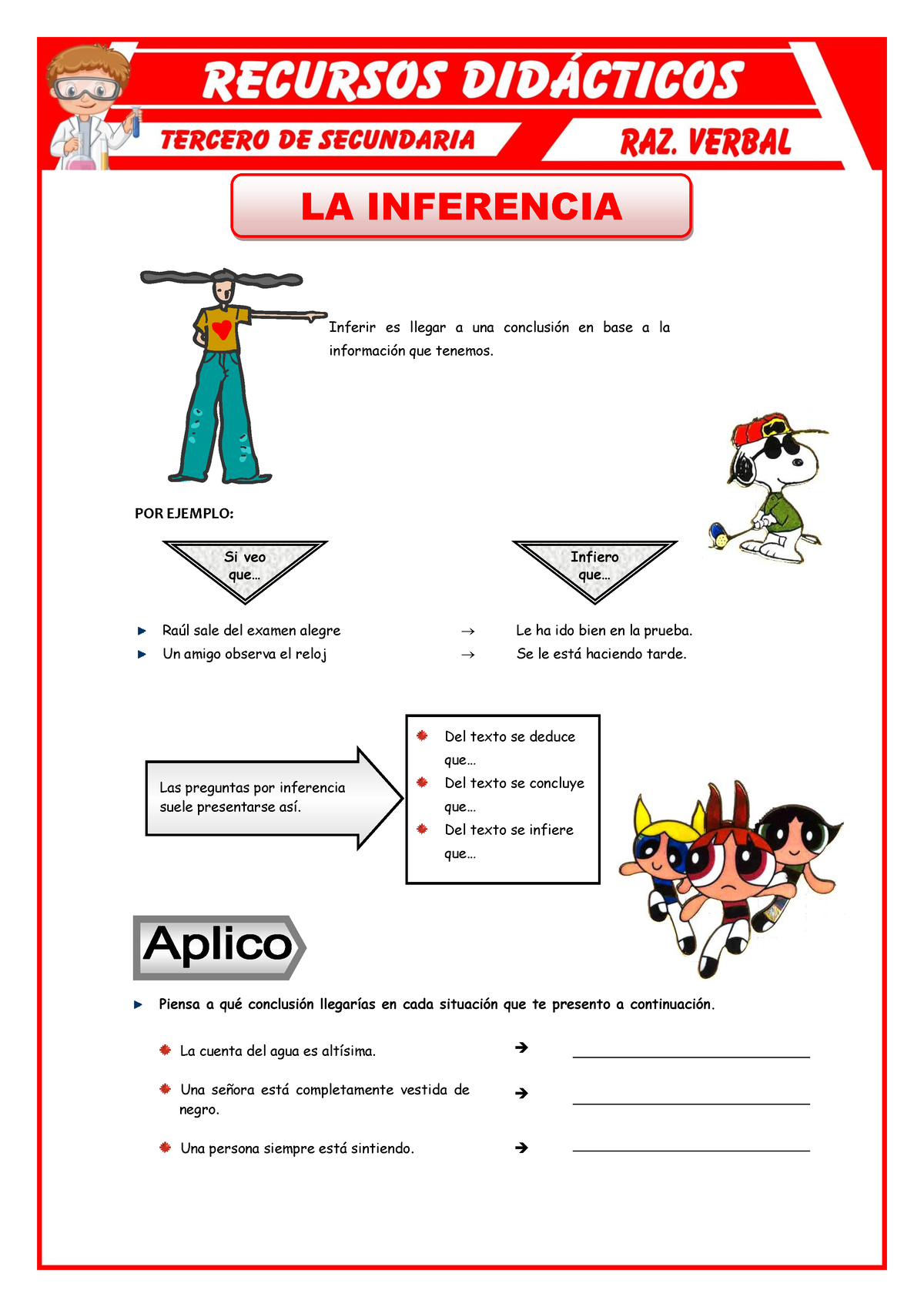 ejemplos de inferir