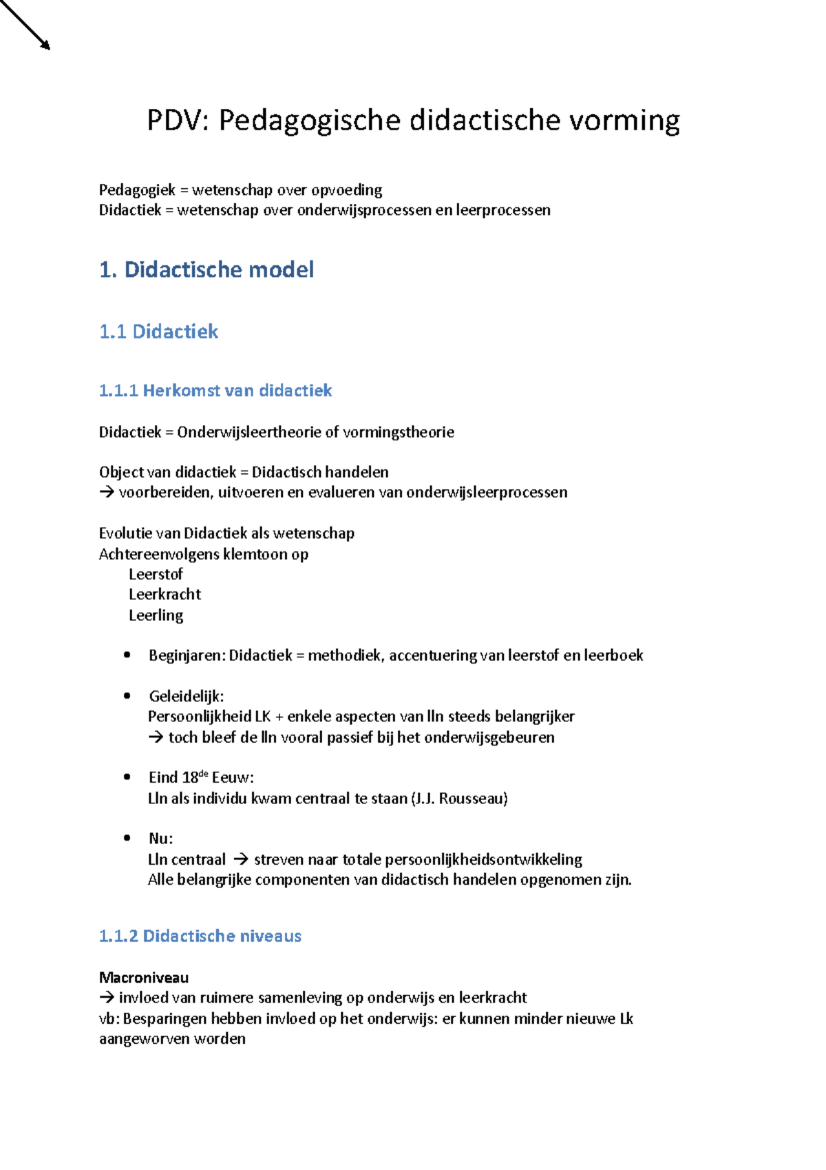 PDV 1 Samenvatting - PDV: Pedagogische Didactische Vorming Pedagogiek ...