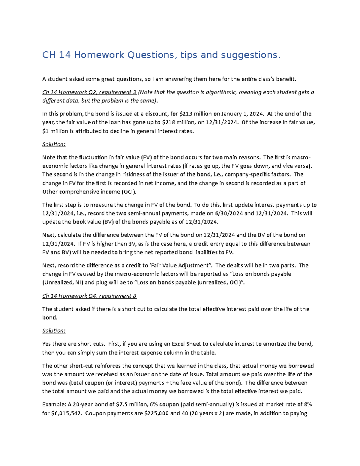 CH 14 Homework Questions - A student asked some great questions, so I ...