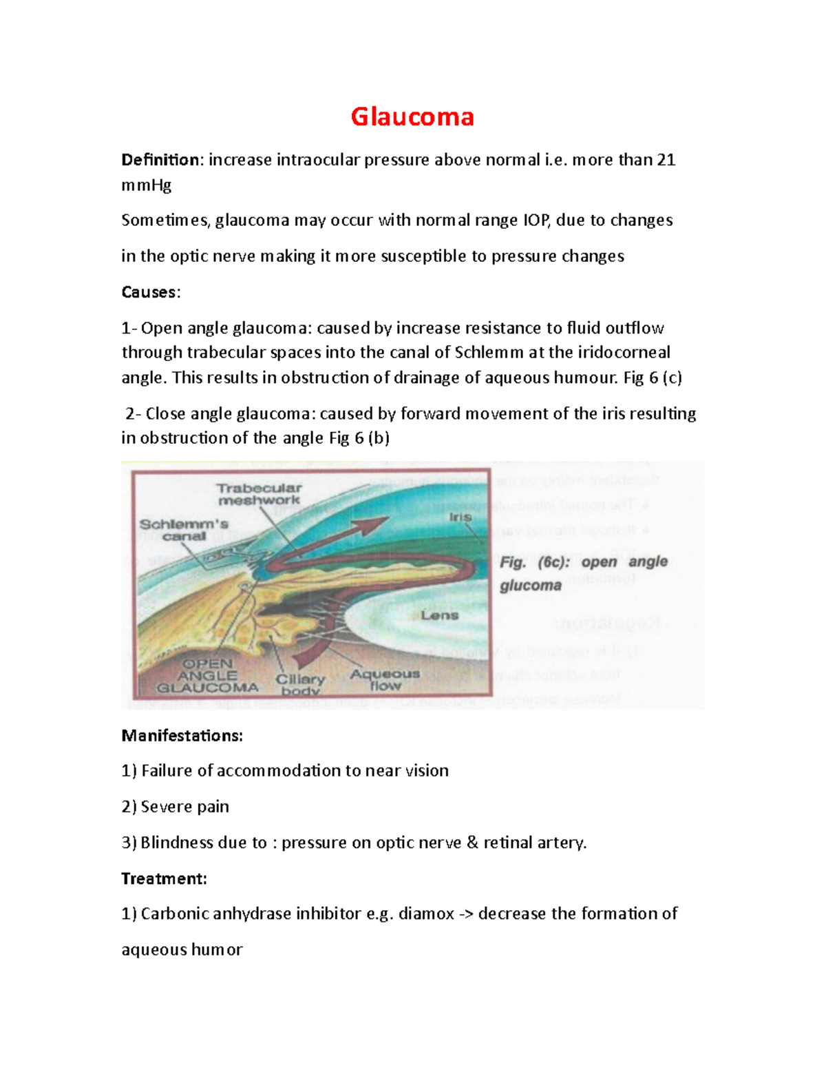 pathophysiology of Definition increase intraocular pressure above