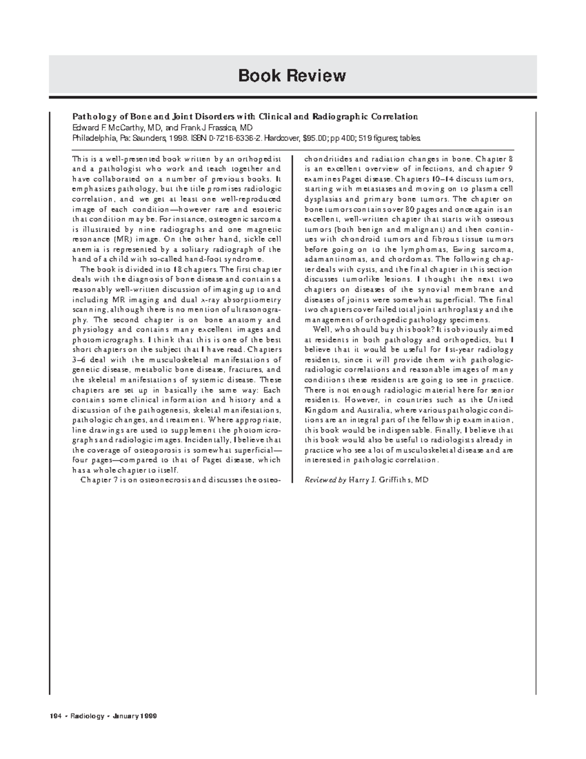 1999 pathology of bone and joint disorders with clinical and ...