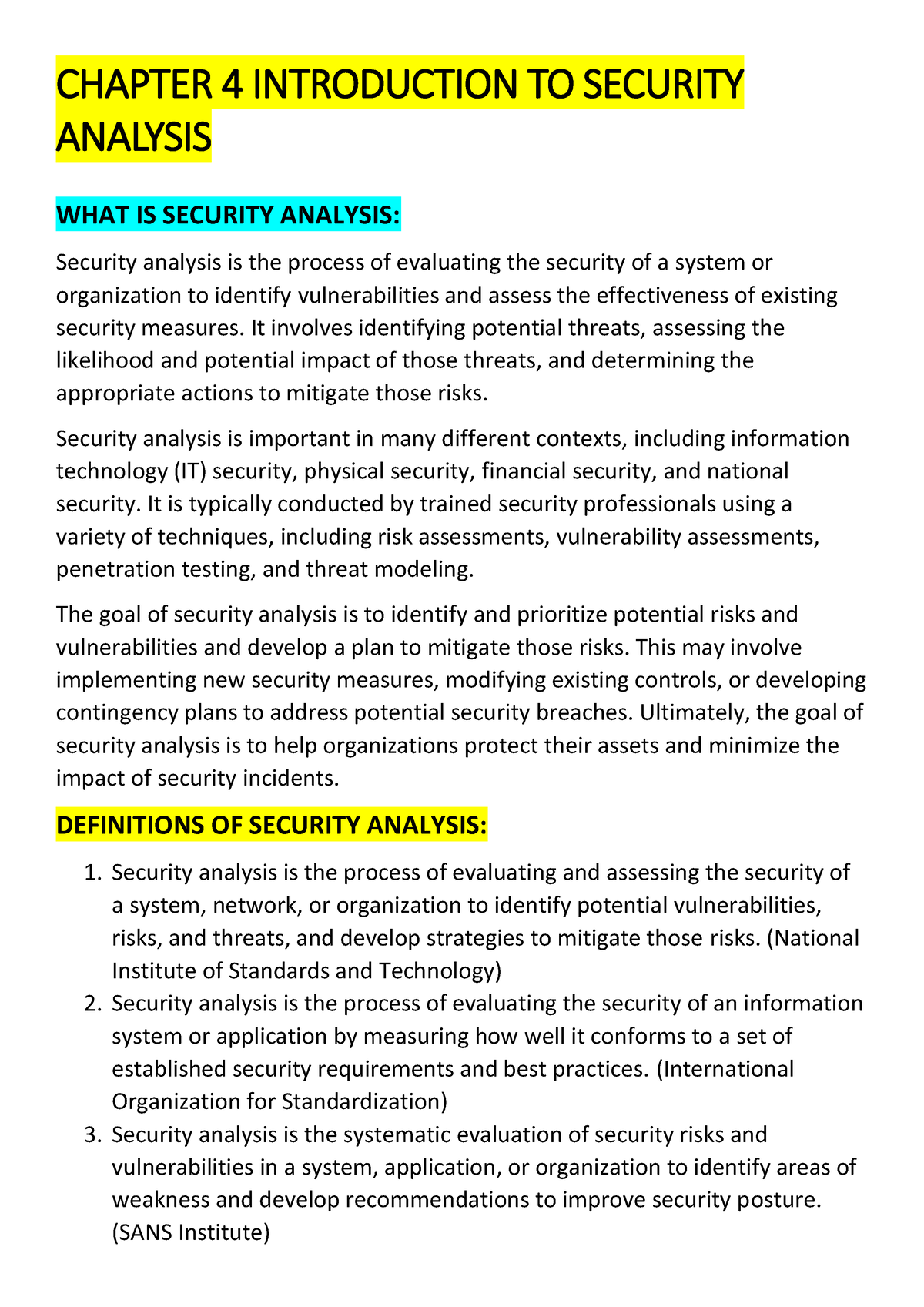 Chapter 4 Introduction TO Securities Analysis - CHAPTER 4 INTRODUCTION ...