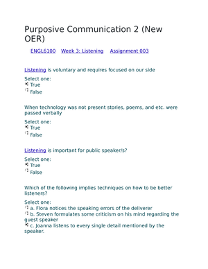 ENGL6100 B Purposive Communication 2 Mid Exam - Marks 50/50. Grade 100 ...