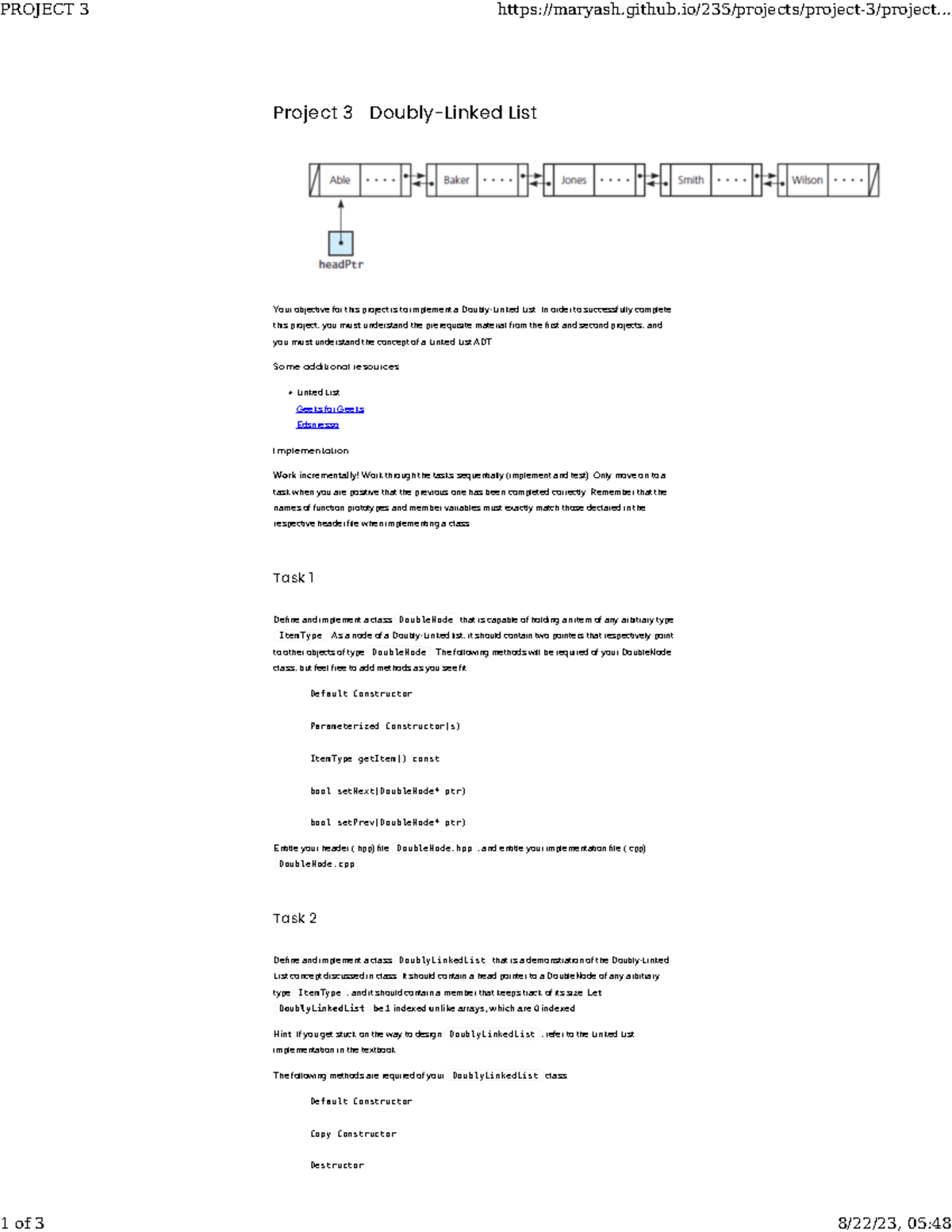 Project 3 - Project 3 Doubly-Linked List Your objective for this ...