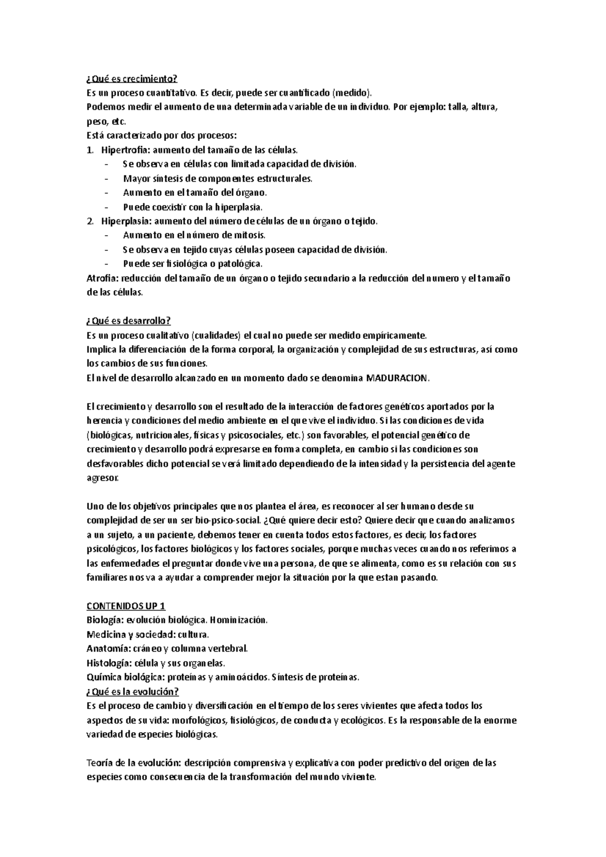 UP 1 crecimiento y desarrollo - ¿Qué es crecimiento? Es un proceso ...