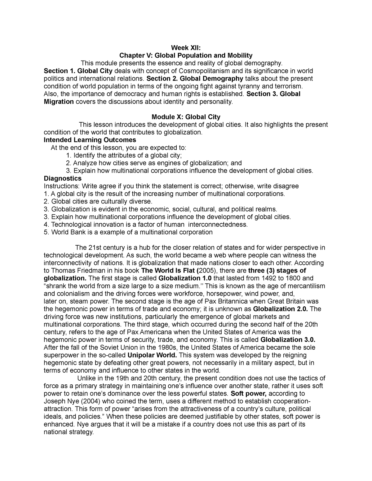 Global-City - Notes - Week XII: Chapter V: Global Population And ...