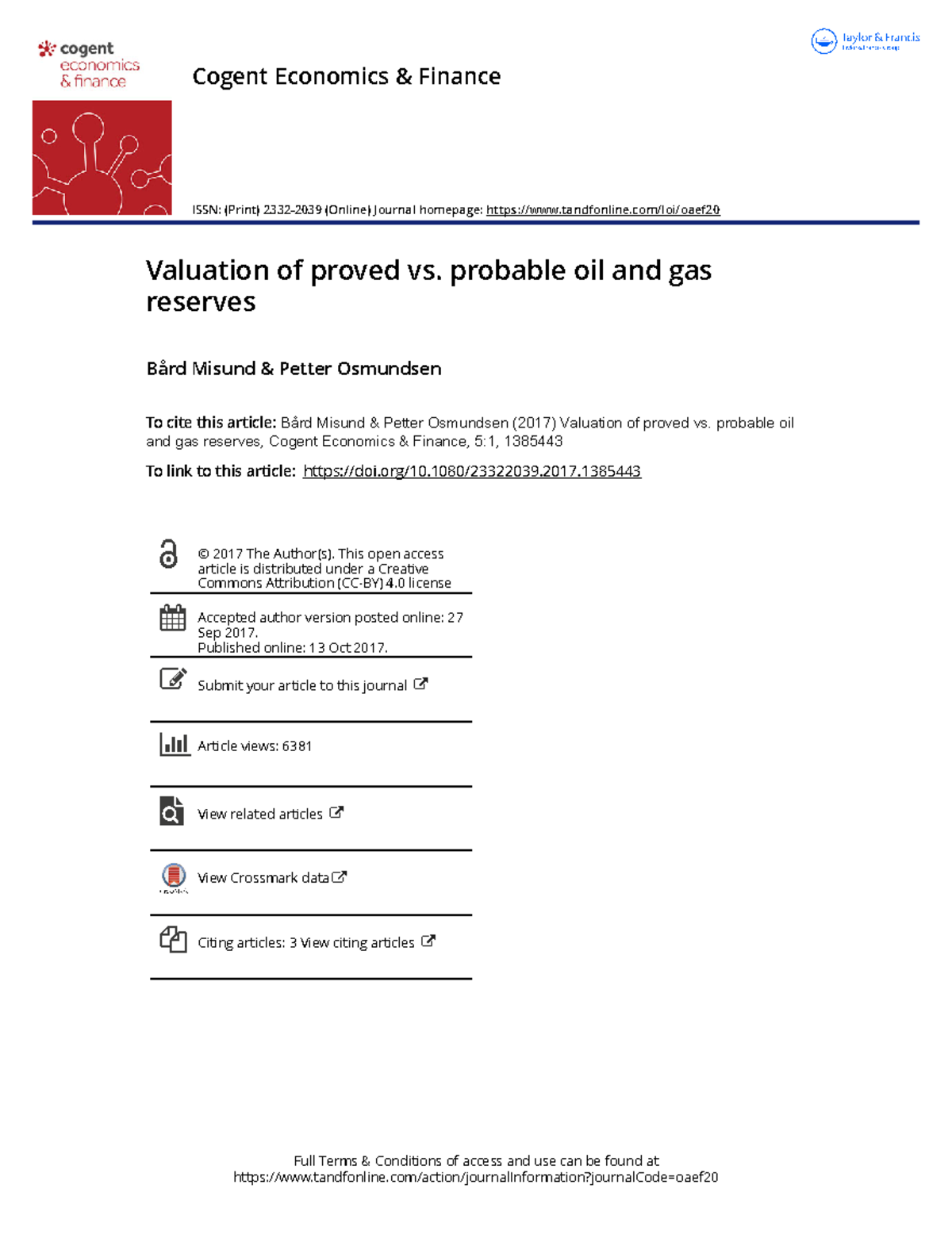 Valuation of proved vs probable oil and gas reserves Full Terms