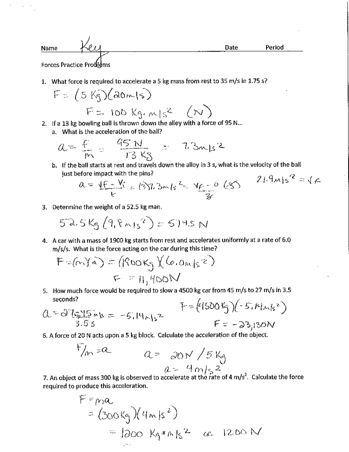 Forces worksheet - Lab Book - PHY 110 - Studocu