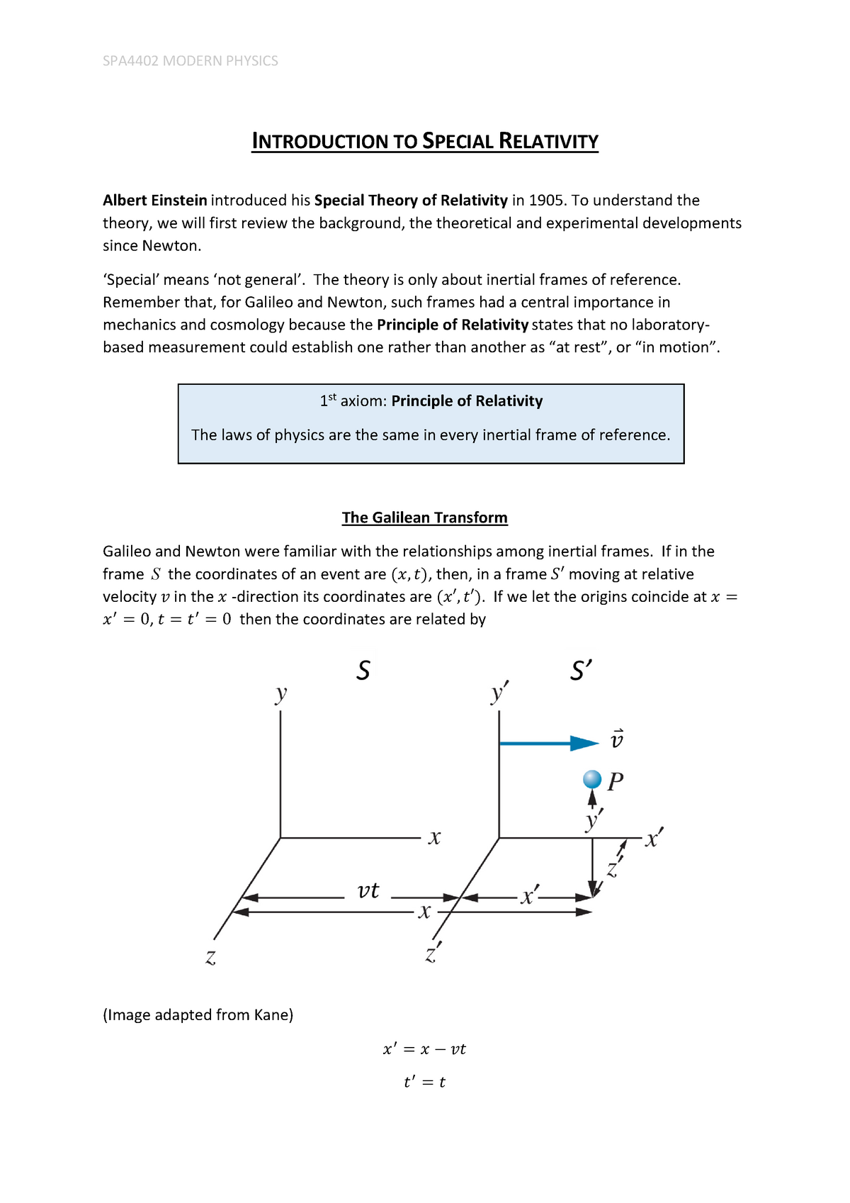 2. Introduction To Special Relativity - SPA4402 MODERN PHYSICS ...