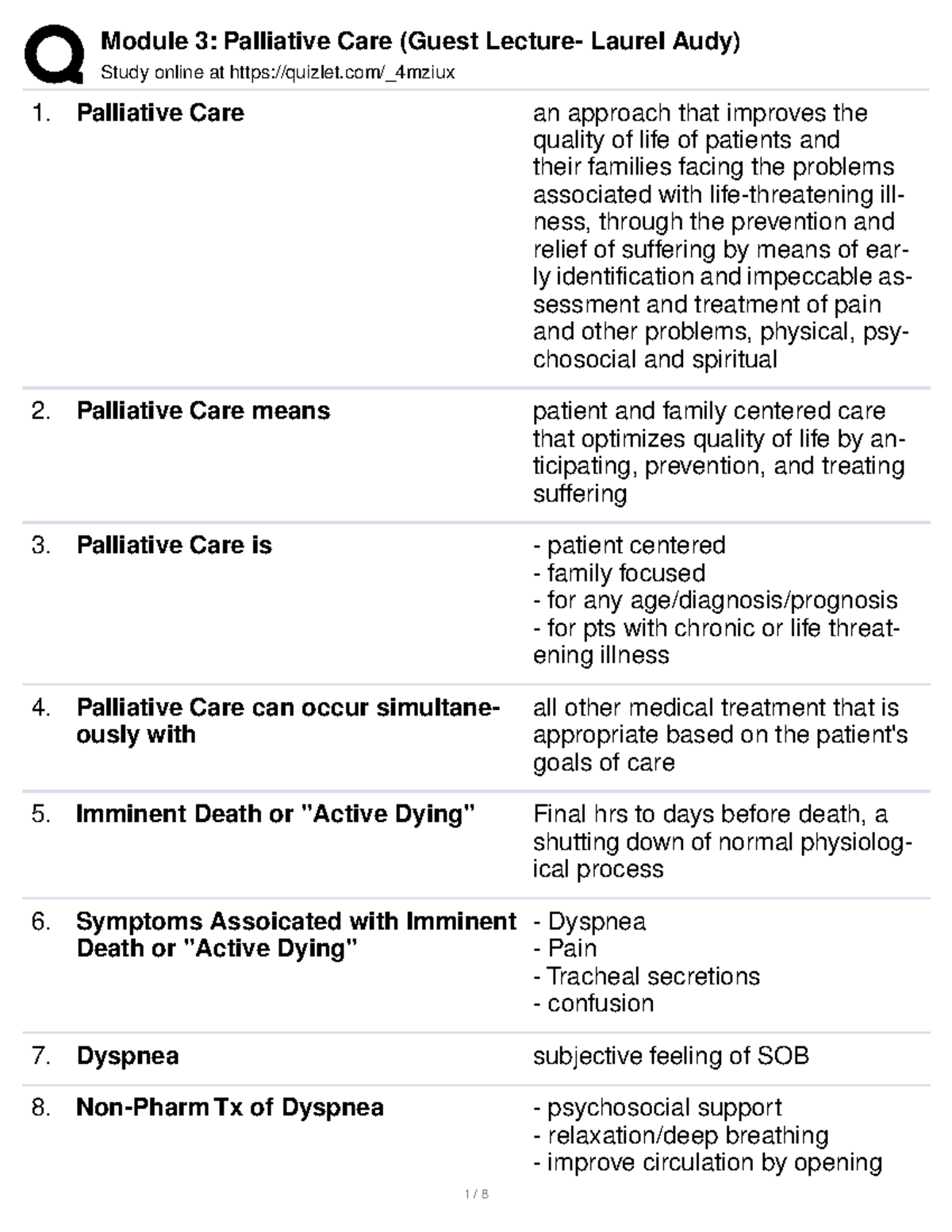 231 palliative notes - Study online at quizlet/_4mziux Palliative Care ...