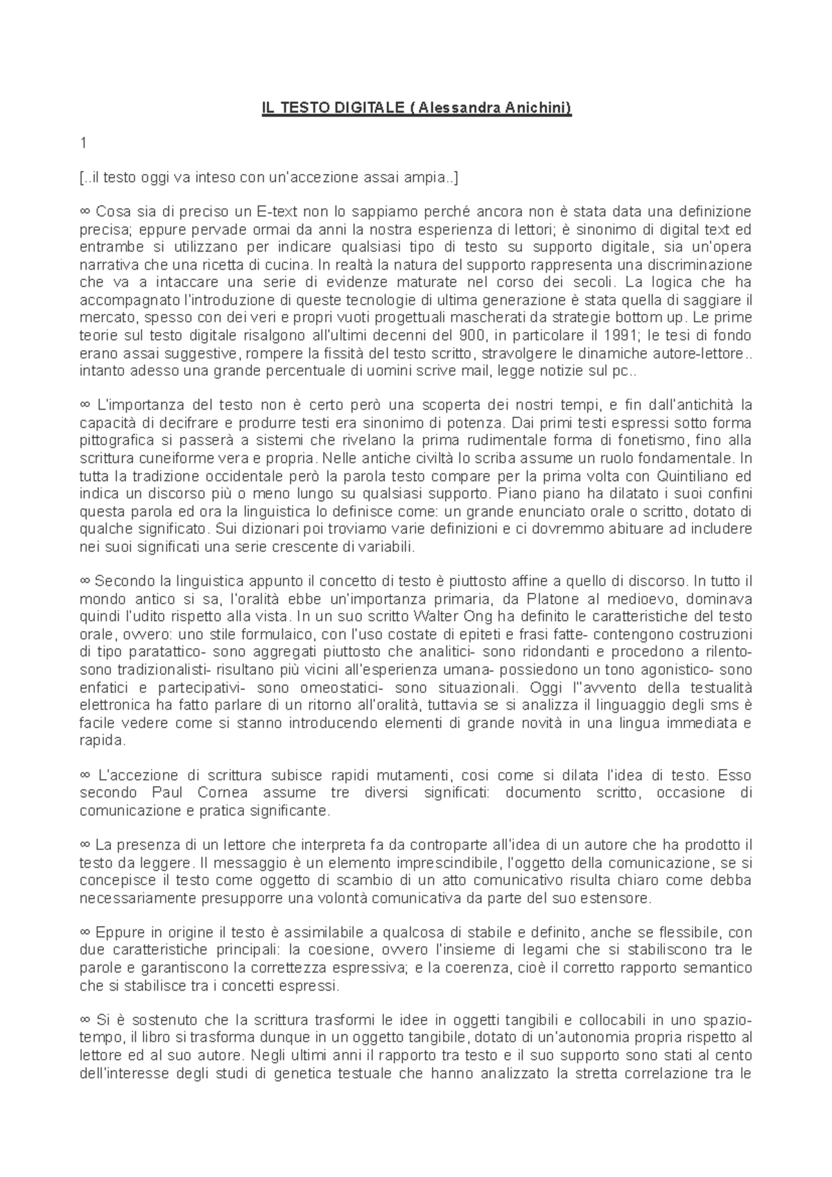 Il testo digitale - IL TESTO DIGITALE ( Alessandra Anichini) 1 [. testo ...