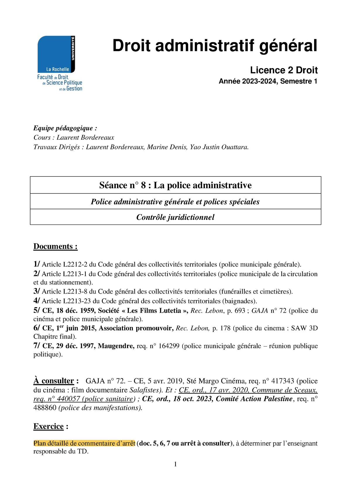 TD8 Police Administrative - Droit Administratif Général Licence 2 Droit ...