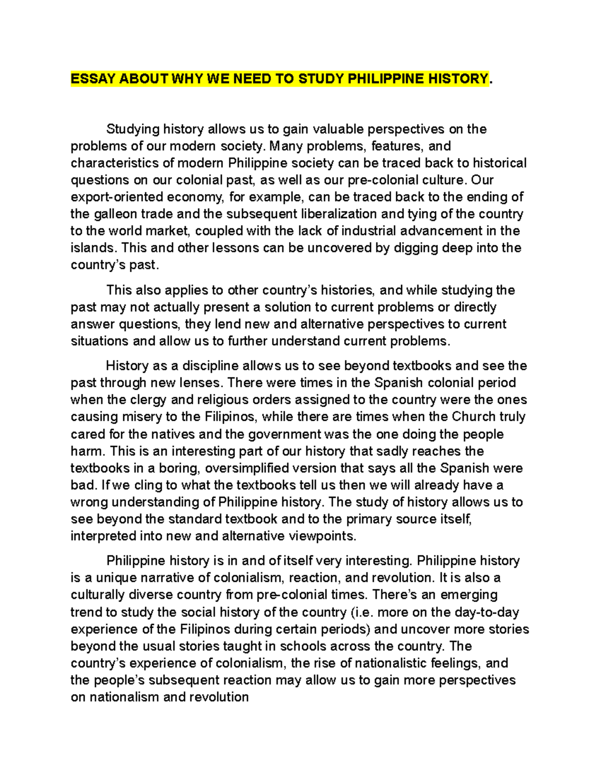 essay about philippine history 500 words