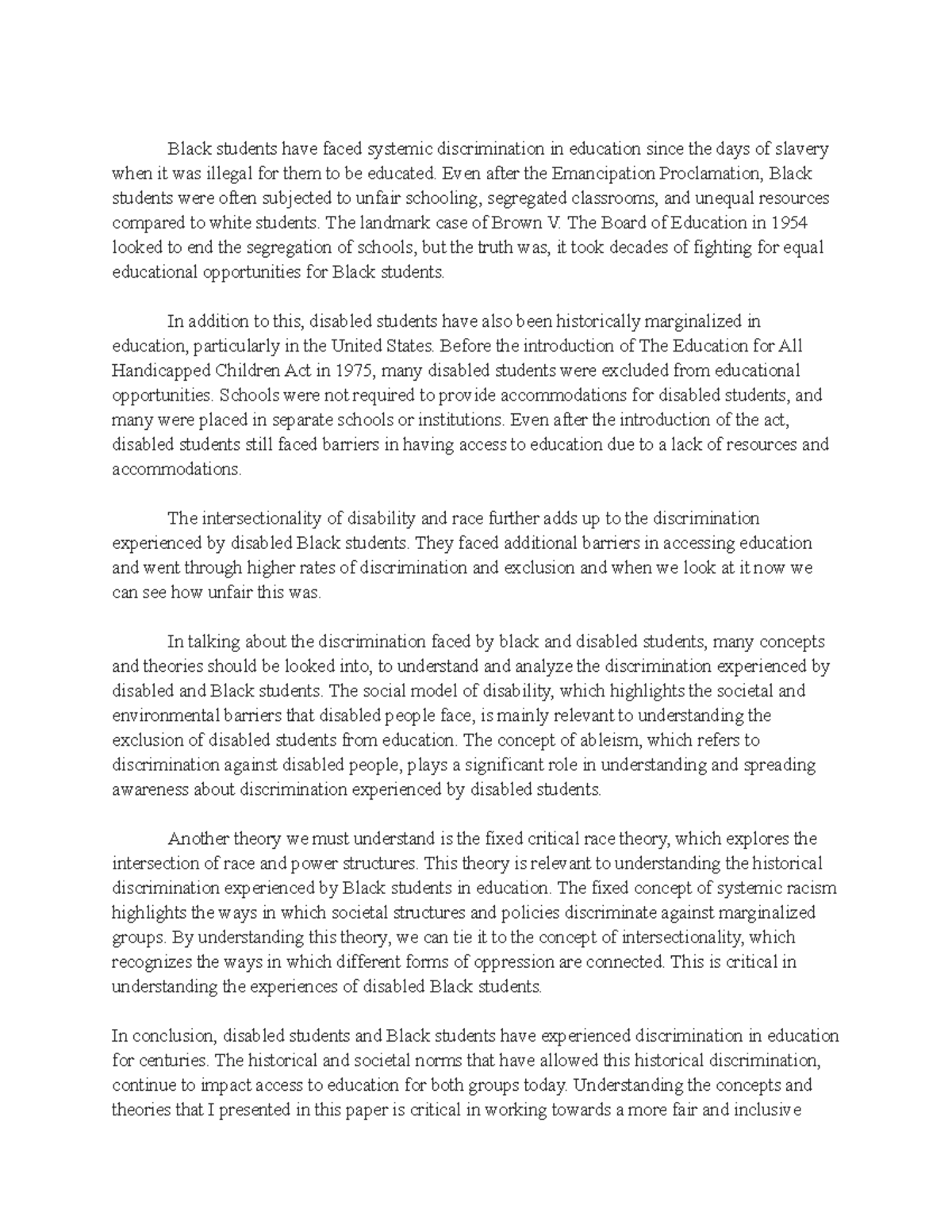 DST 300 Research Paper assignment - Black students have faced systemic ...