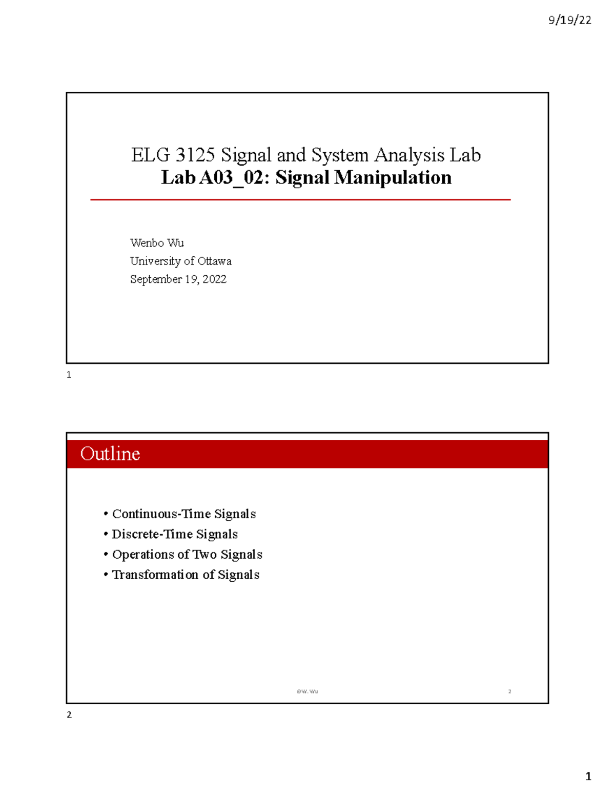 Lab A03 02Signal Manipulation ELG 3125 Signal and System Analysis Lab Lab A03_02 Signal