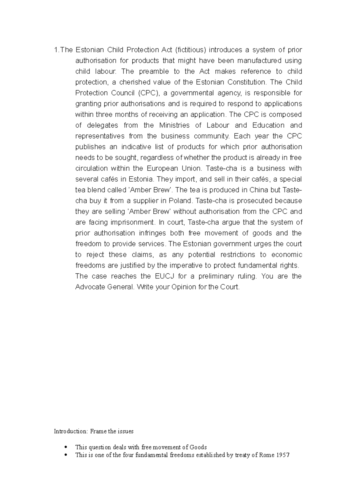 EU 2015 za goods Question along with the outline 1 Estonian Child