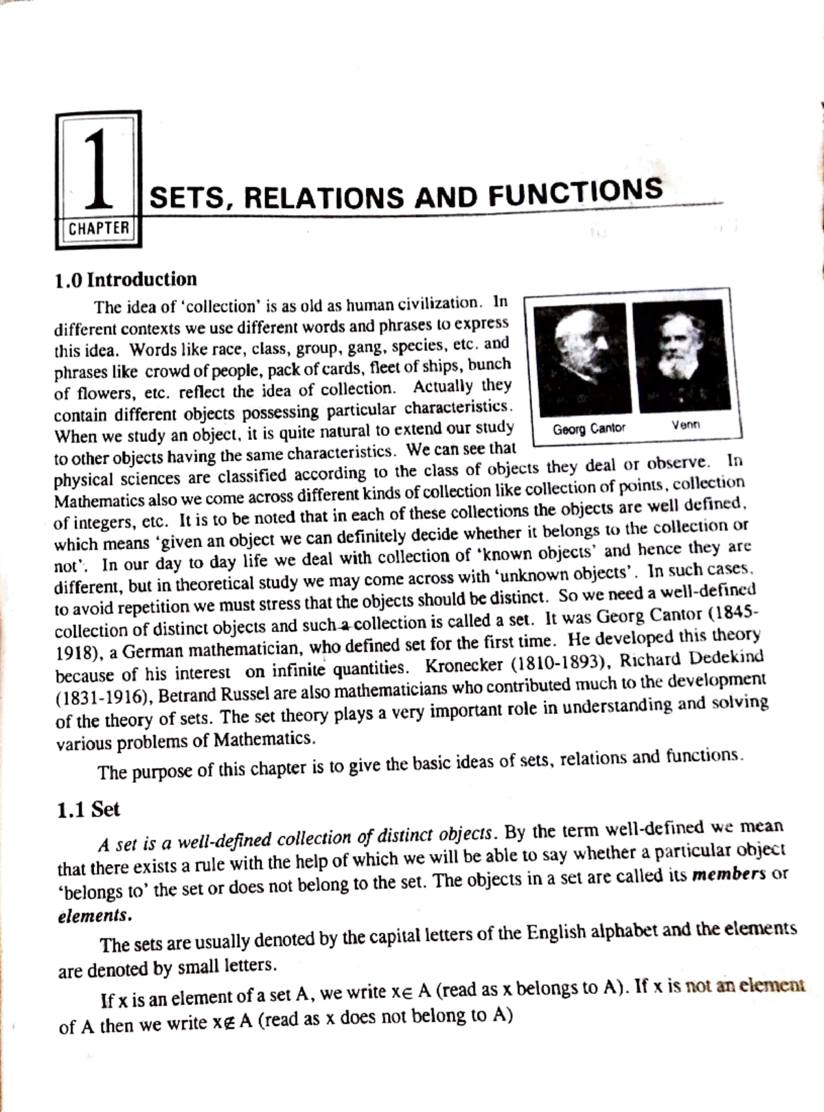 Ch1 9pgs - Mathematics notes - 1 SETS, RELATIONS AND FUNCTIONS CHAPTER ...