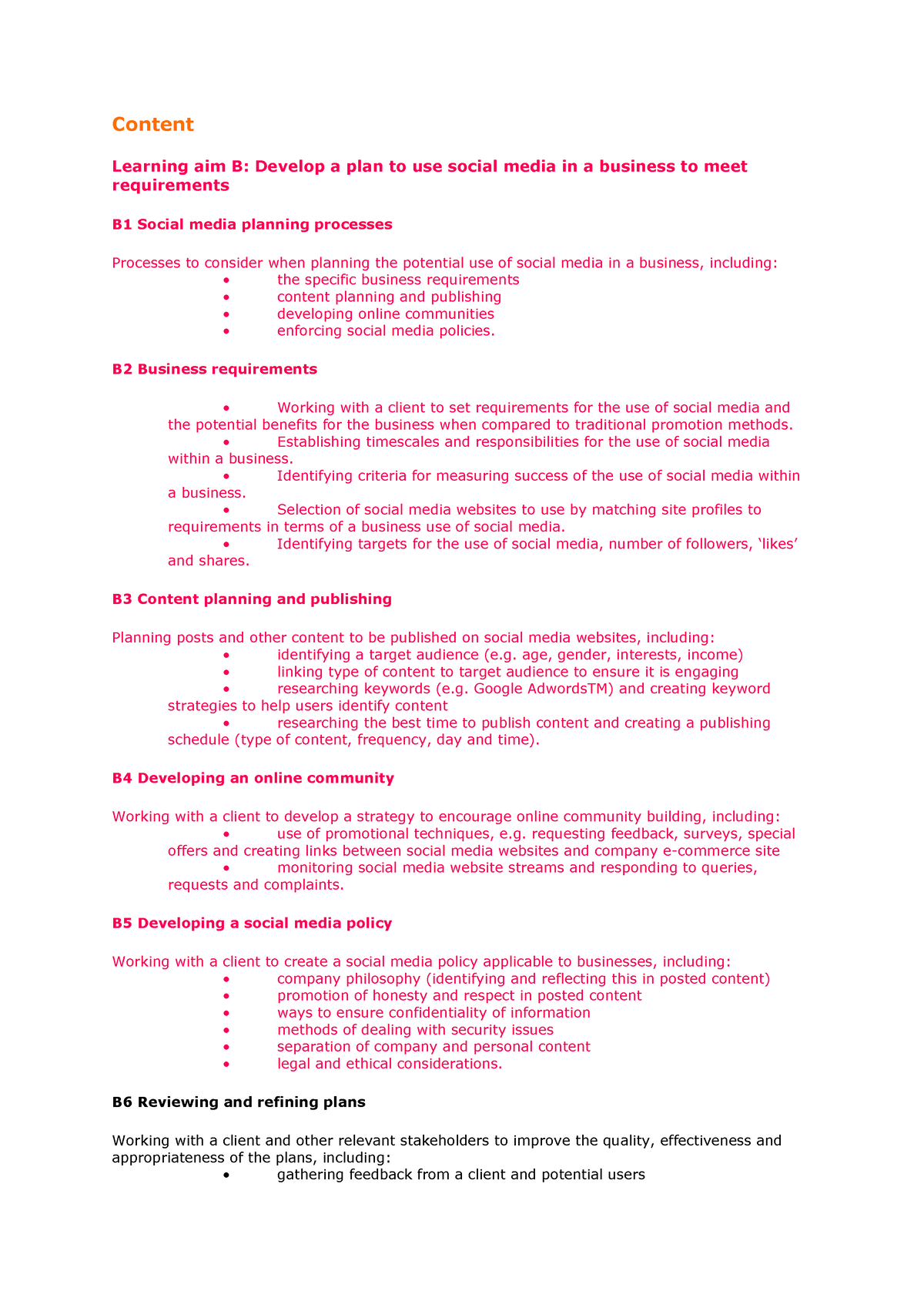 20230228030128 Learning Aim B - Checklist Unit 3 - Content Learning Aim ...