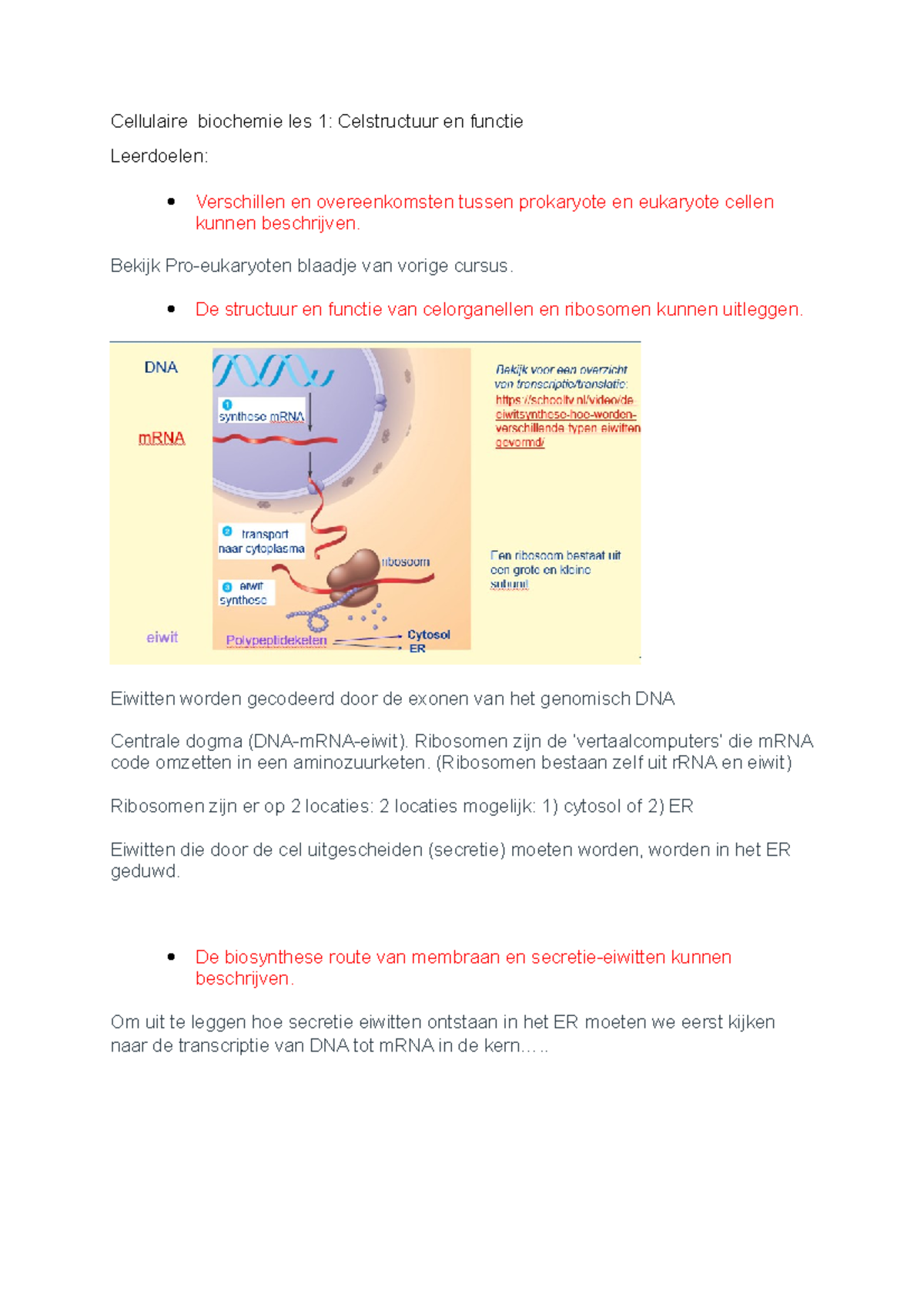 Cellulaire Biochemie Les 1 Samenvatting - Cellulaire Biochemie Les 1 ...