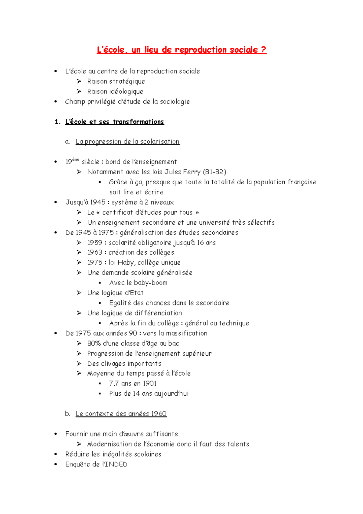 L’école, un lieu de reproduction sociale ? - L’école, un lieu de ...
