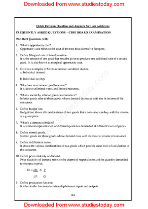 CBSE Class 12 Economics - Revision of the coursework - Class XII ...