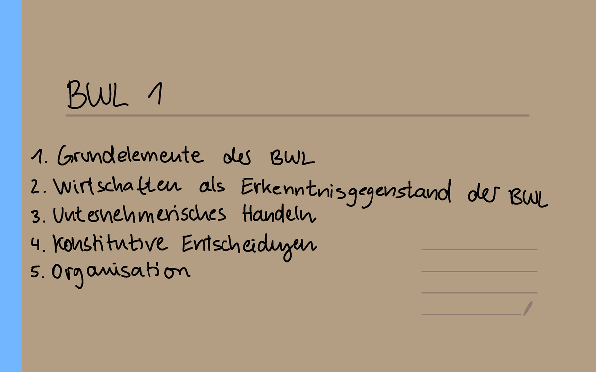 BWL 1+2 - Zusammenfassung BWL I - Einführung Und Grundlagen - BWL 1 ...