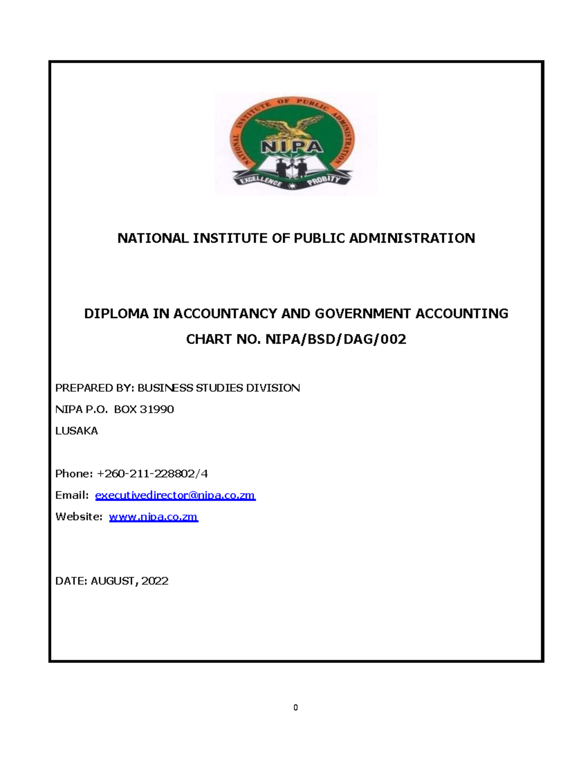 Management Accounting Course Outline - NATIONAL INSTITUTE OF PUBLIC ...