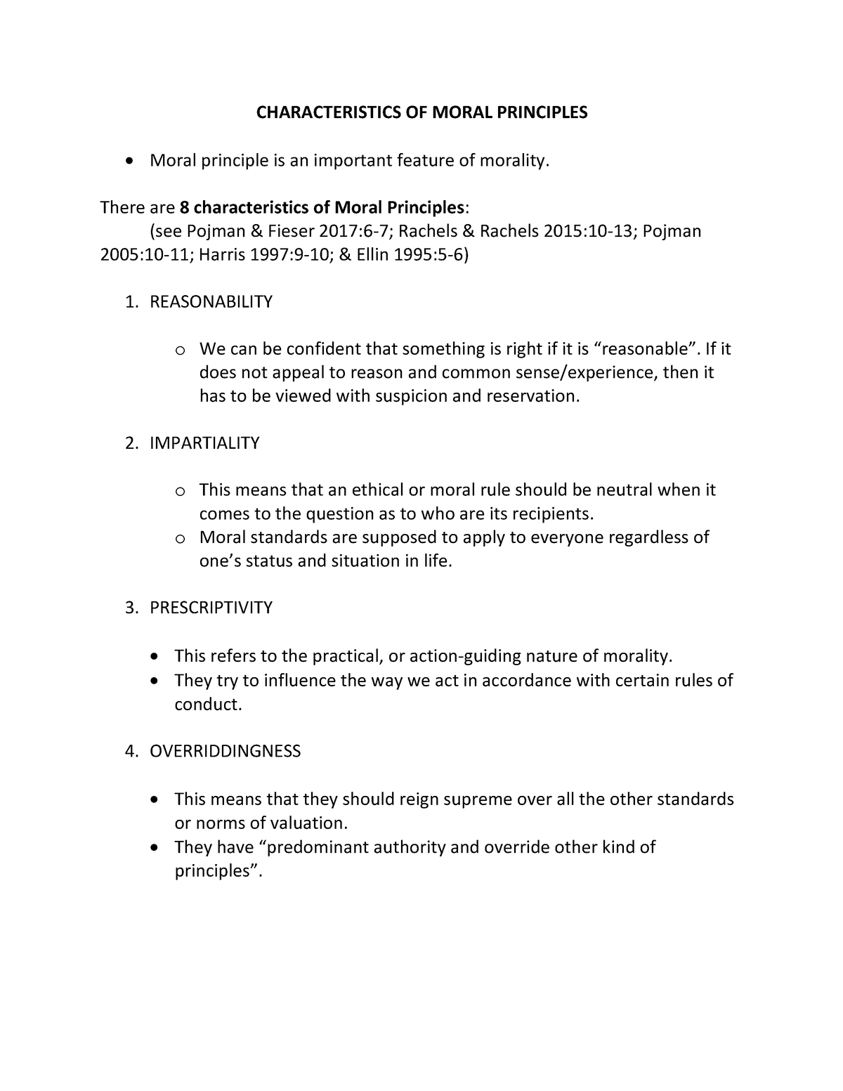 Characteristics Of Moral Principles CHARACTERISTICS OF MORAL 